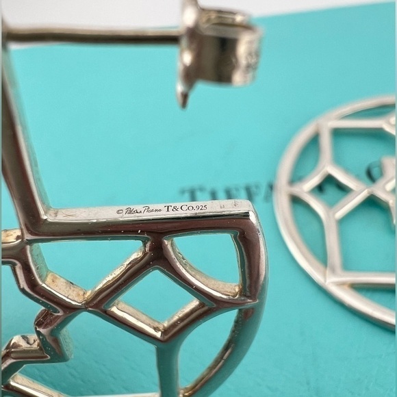 RARE Tiffany & Co. Marrakesh Zellige Hoop Earrings Paloma Picasso Silver ๐ - Picture 4 of 6